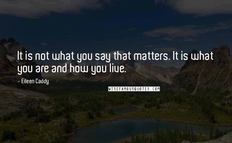 Eileen Caddy Quotes: It is not what you say that matters. It is what you are and how you live.