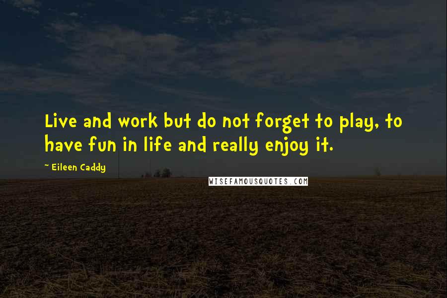 Eileen Caddy Quotes: Live and work but do not forget to play, to have fun in life and really enjoy it.