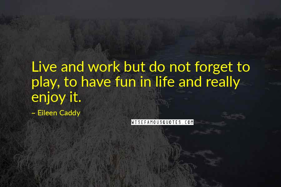 Eileen Caddy Quotes: Live and work but do not forget to play, to have fun in life and really enjoy it.