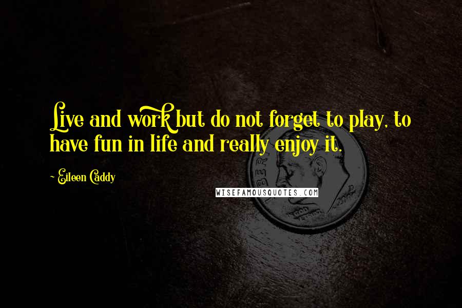 Eileen Caddy Quotes: Live and work but do not forget to play, to have fun in life and really enjoy it.