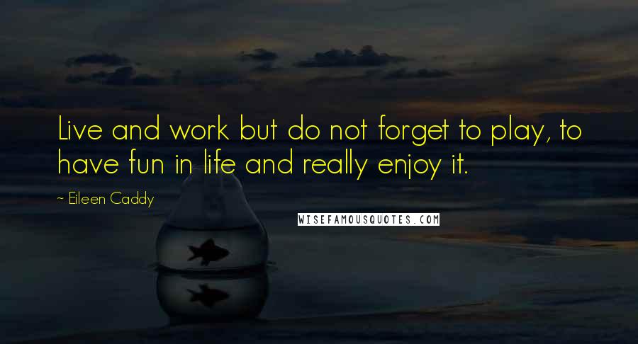 Eileen Caddy Quotes: Live and work but do not forget to play, to have fun in life and really enjoy it.