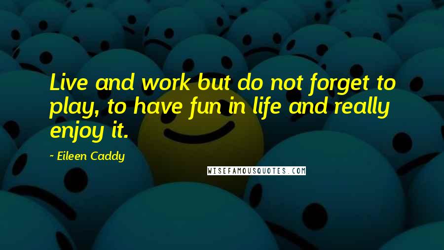 Eileen Caddy Quotes: Live and work but do not forget to play, to have fun in life and really enjoy it.