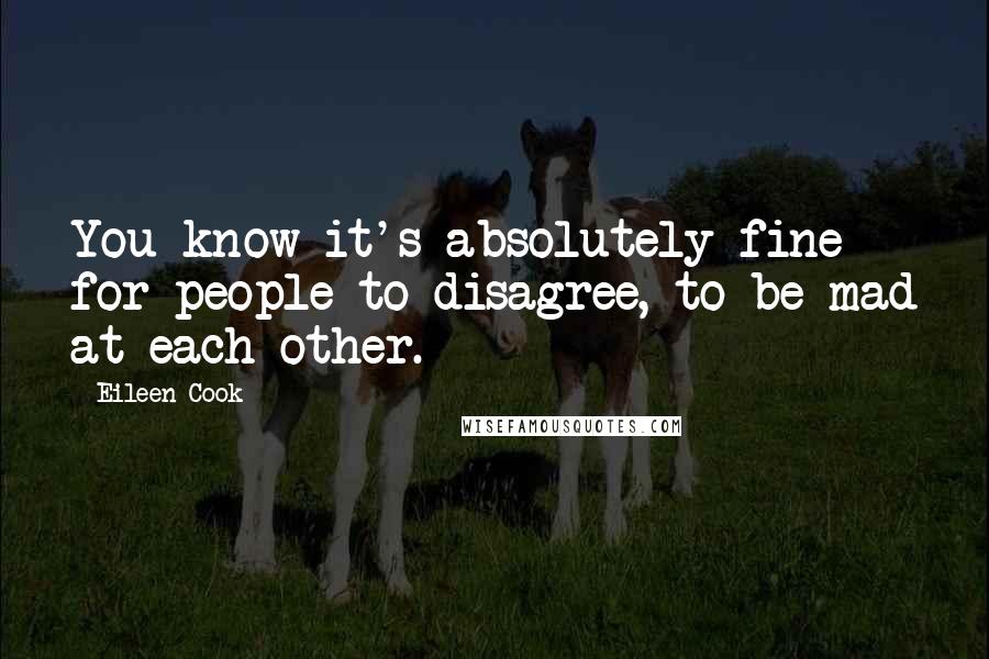 Eileen Cook Quotes: You know it's absolutely fine for people to disagree, to be mad at each other.