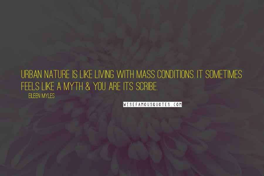 Eileen Myles Quotes: Urban nature is like living with mass conditions. It sometimes feels like a myth & you are its scribe.