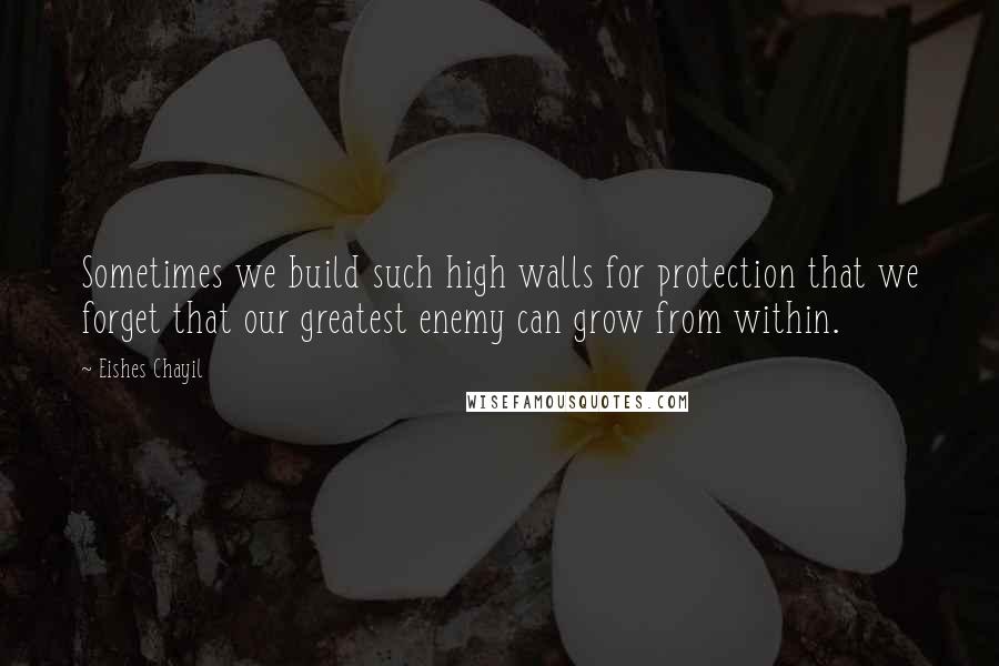 Eishes Chayil Quotes: Sometimes we build such high walls for protection that we forget that our greatest enemy can grow from within.