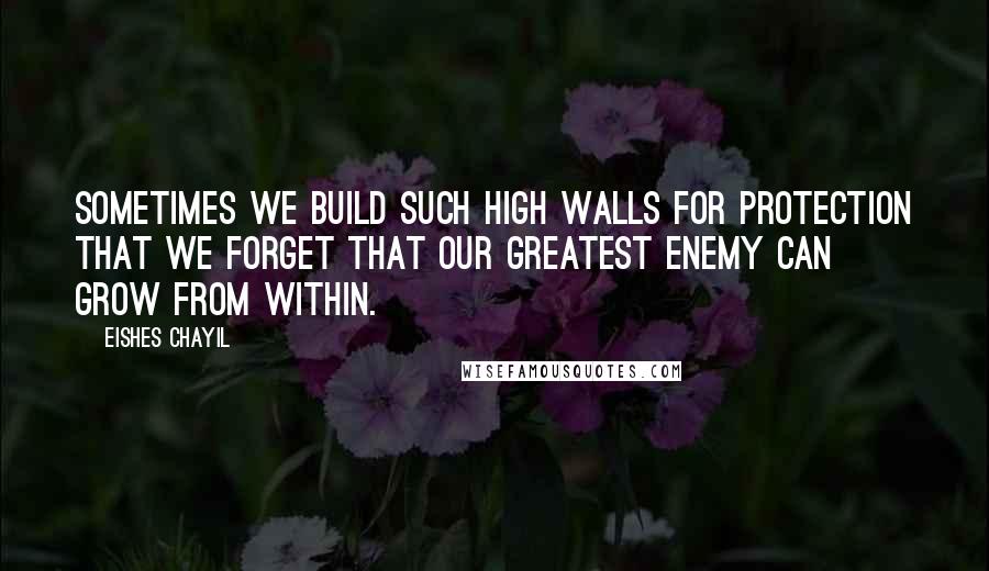 Eishes Chayil Quotes: Sometimes we build such high walls for protection that we forget that our greatest enemy can grow from within.