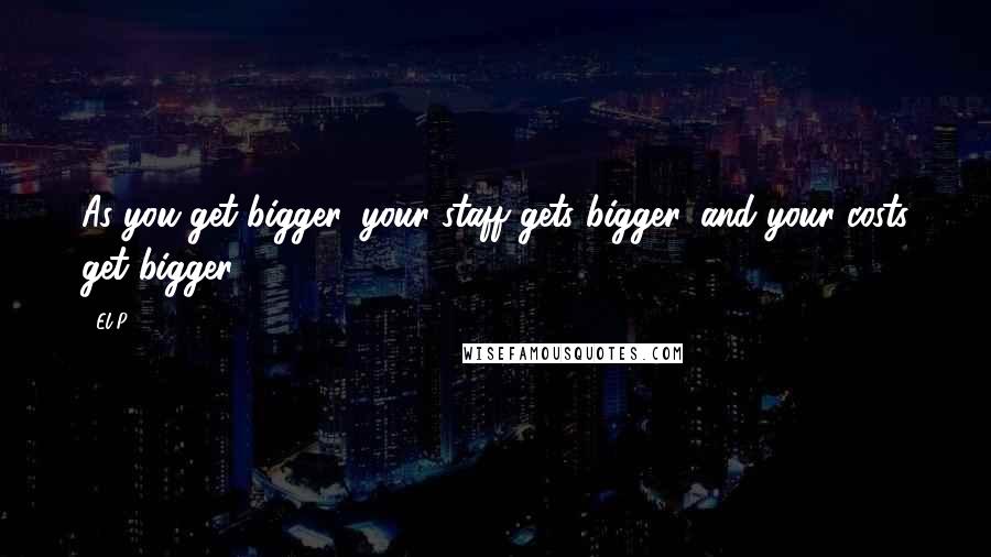 El-P Quotes: As you get bigger, your staff gets bigger, and your costs get bigger.