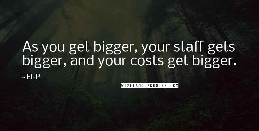 El-P Quotes: As you get bigger, your staff gets bigger, and your costs get bigger.