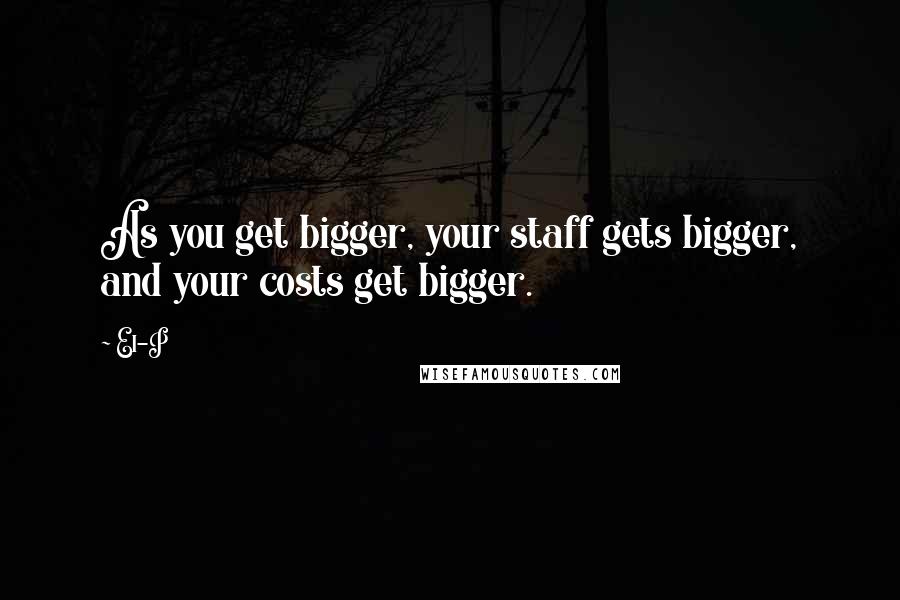 El-P Quotes: As you get bigger, your staff gets bigger, and your costs get bigger.