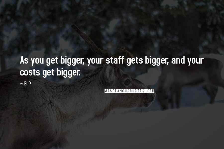 El-P Quotes: As you get bigger, your staff gets bigger, and your costs get bigger.