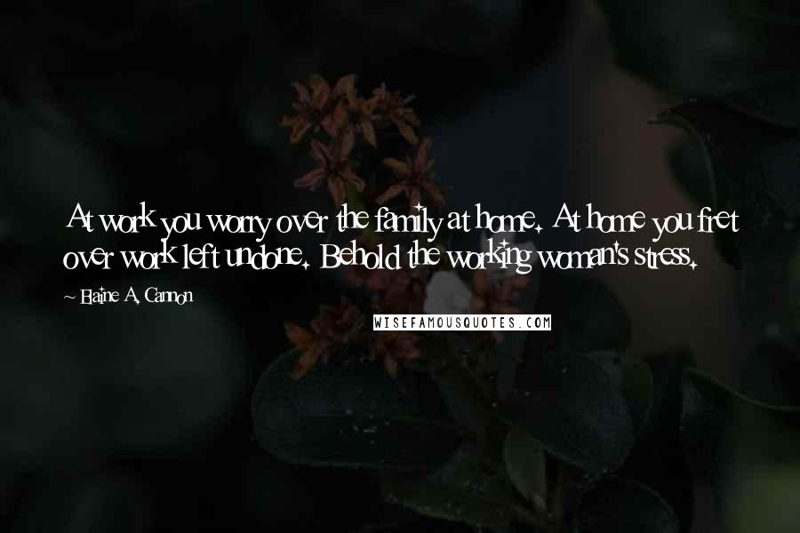 Elaine A. Cannon Quotes: At work you worry over the family at home. At home you fret over work left undone. Behold the working woman's stress.