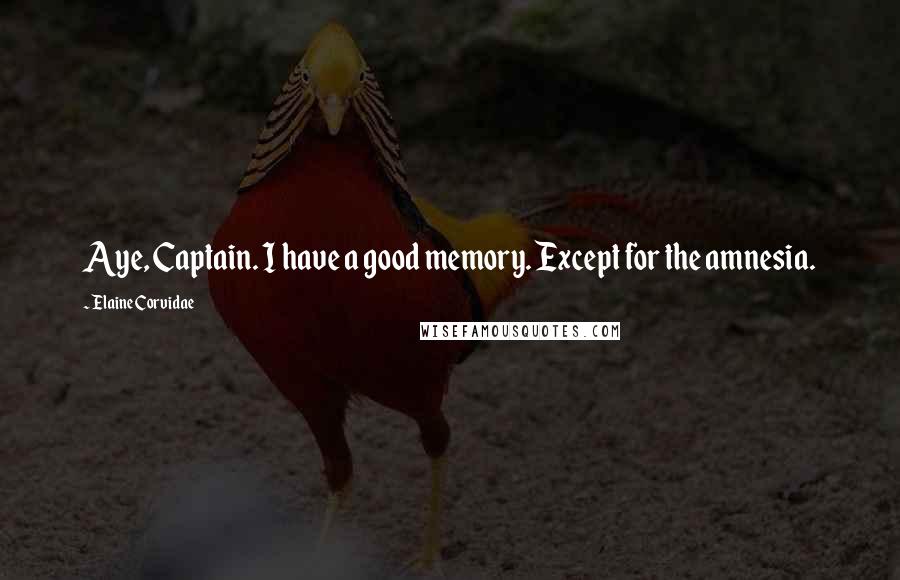 Elaine Corvidae Quotes: Aye, Captain. I have a good memory. Except for the amnesia.