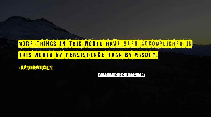 Elaine Cunningham Quotes: More things in this world have been accomplished in this world by persistence than by wisdom.