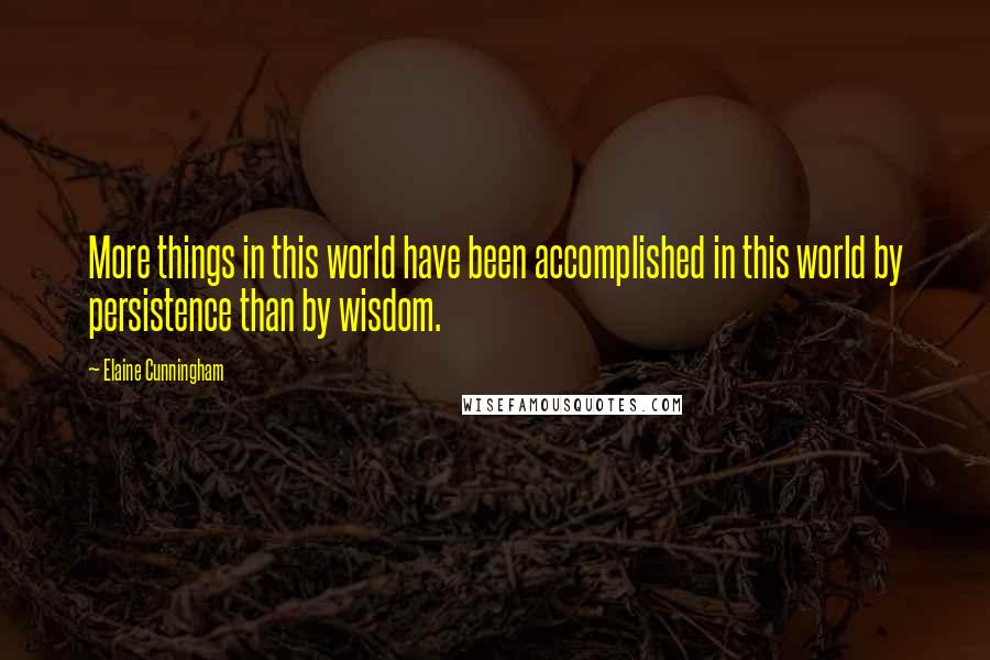 Elaine Cunningham Quotes: More things in this world have been accomplished in this world by persistence than by wisdom.
