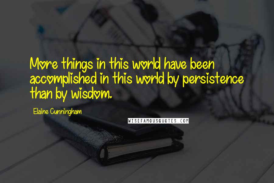 Elaine Cunningham Quotes: More things in this world have been accomplished in this world by persistence than by wisdom.