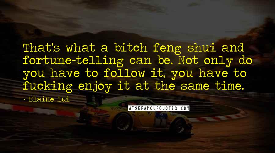 Elaine Lui Quotes: That's what a bitch feng shui and fortune-telling can be. Not only do you have to follow it, you have to fucking enjoy it at the same time.