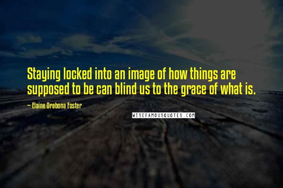 Elaine Orabona Foster Quotes: Staying locked into an image of how things are supposed to be can blind us to the grace of what is.