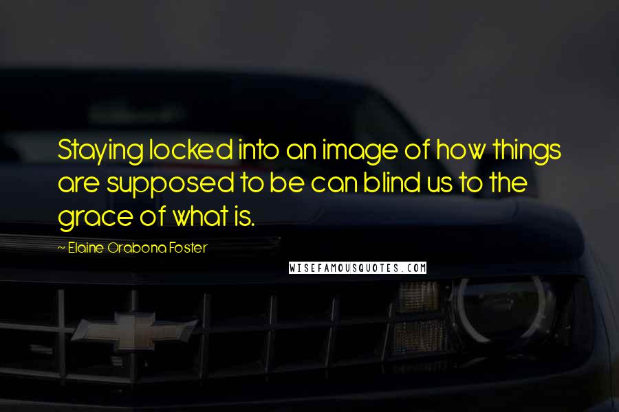 Elaine Orabona Foster Quotes: Staying locked into an image of how things are supposed to be can blind us to the grace of what is.