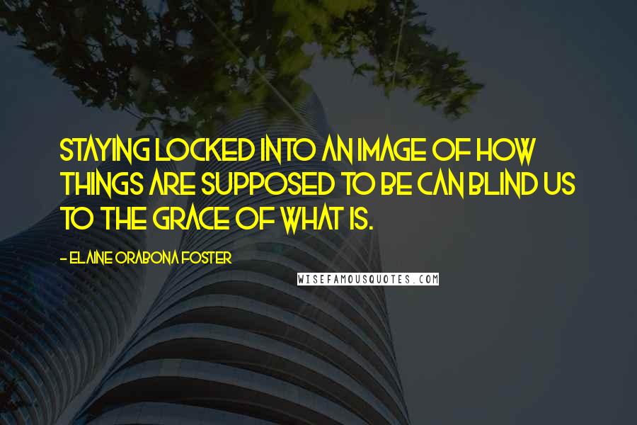 Elaine Orabona Foster Quotes: Staying locked into an image of how things are supposed to be can blind us to the grace of what is.