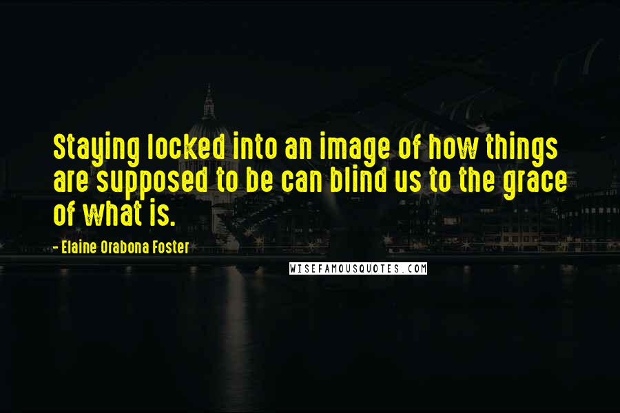 Elaine Orabona Foster Quotes: Staying locked into an image of how things are supposed to be can blind us to the grace of what is.