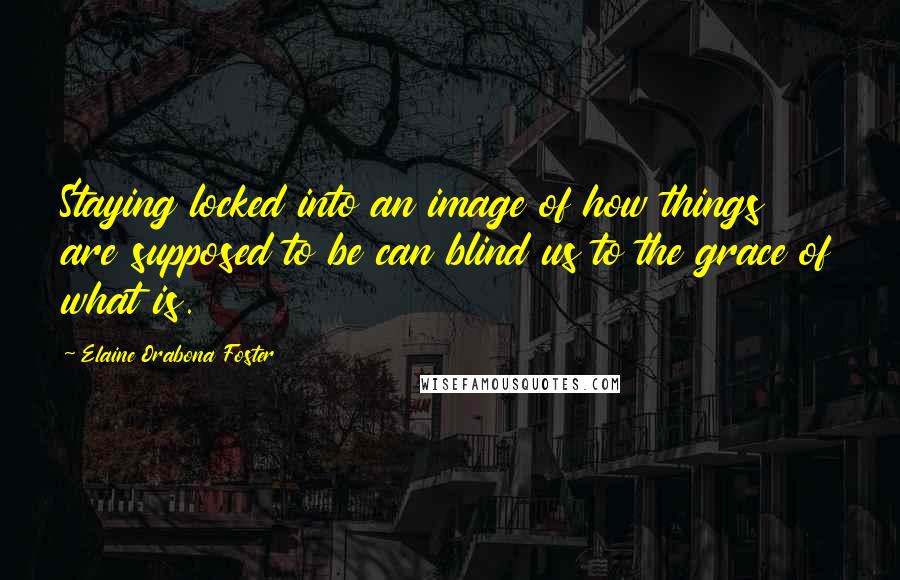Elaine Orabona Foster Quotes: Staying locked into an image of how things are supposed to be can blind us to the grace of what is.