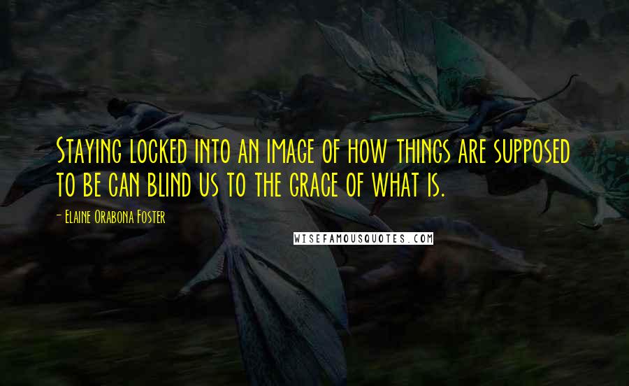 Elaine Orabona Foster Quotes: Staying locked into an image of how things are supposed to be can blind us to the grace of what is.