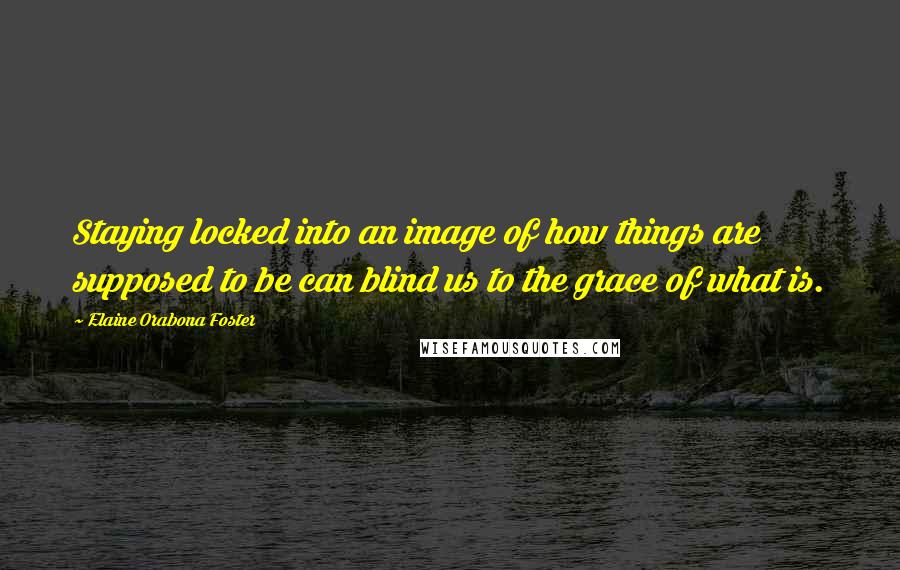 Elaine Orabona Foster Quotes: Staying locked into an image of how things are supposed to be can blind us to the grace of what is.