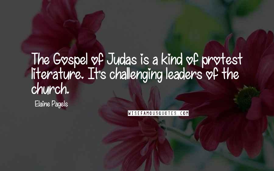 Elaine Pagels Quotes: The Gospel of Judas is a kind of protest literature. It's challenging leaders of the church.