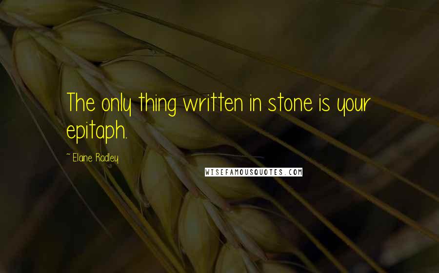 Elaine Radley Quotes: The only thing written in stone is your epitaph.
