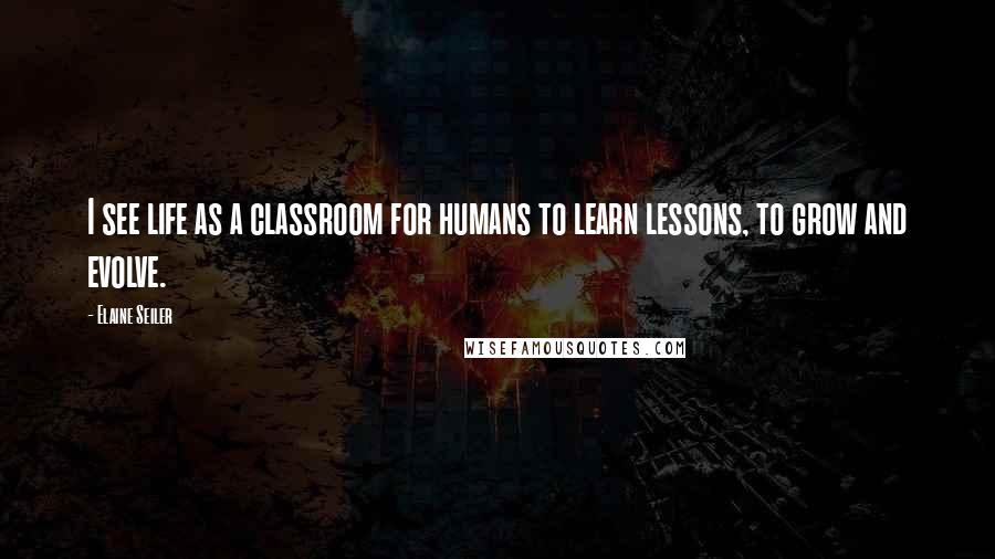 Elaine Seiler Quotes: I see life as a classroom for humans to learn lessons, to grow and evolve.