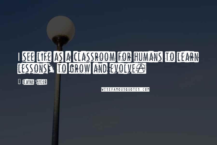 Elaine Seiler Quotes: I see life as a classroom for humans to learn lessons, to grow and evolve.