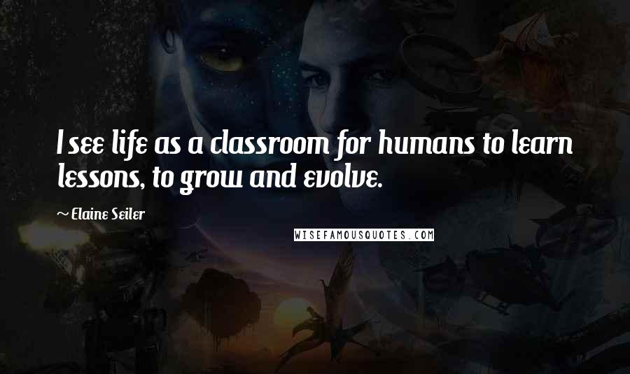 Elaine Seiler Quotes: I see life as a classroom for humans to learn lessons, to grow and evolve.