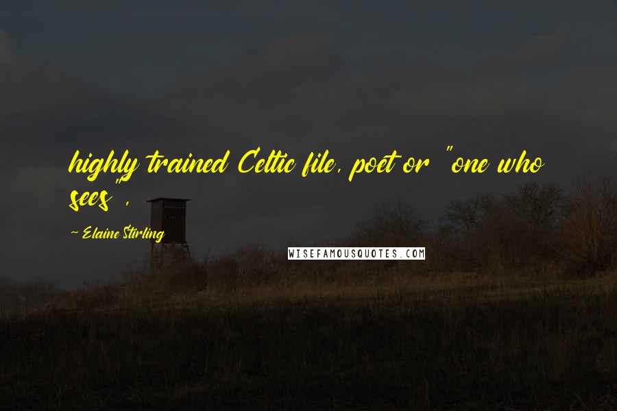 Elaine Stirling Quotes: highly trained Celtic file, poet or "one who sees",