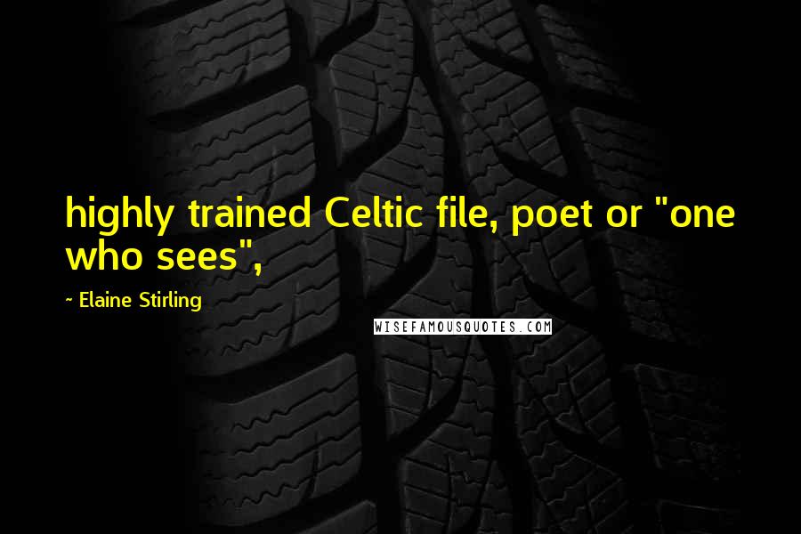 Elaine Stirling Quotes: highly trained Celtic file, poet or "one who sees",