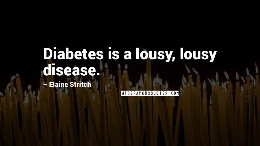 Elaine Stritch Quotes: Diabetes is a lousy, lousy disease.