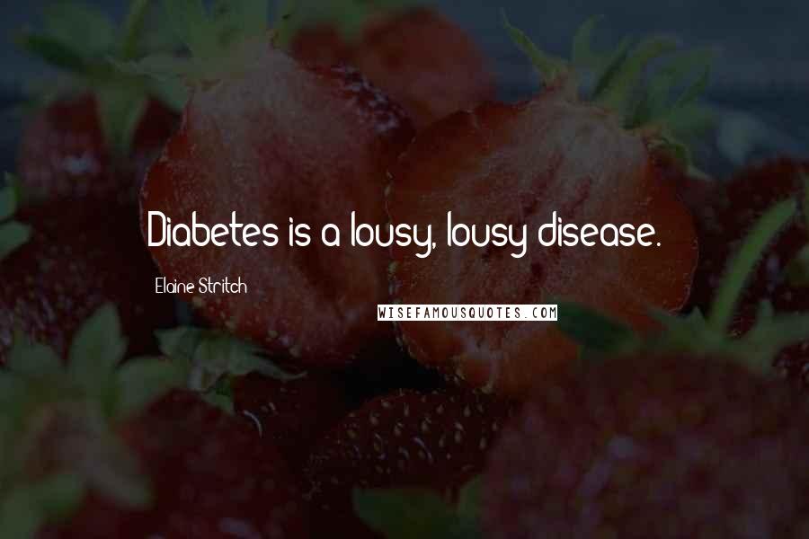 Elaine Stritch Quotes: Diabetes is a lousy, lousy disease.