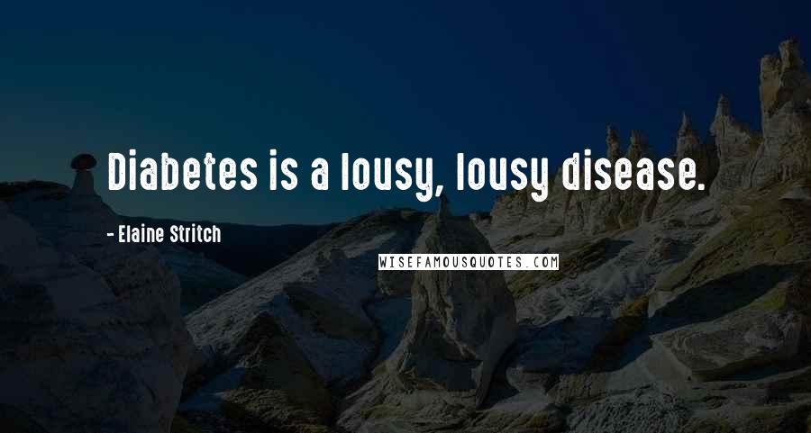 Elaine Stritch Quotes: Diabetes is a lousy, lousy disease.