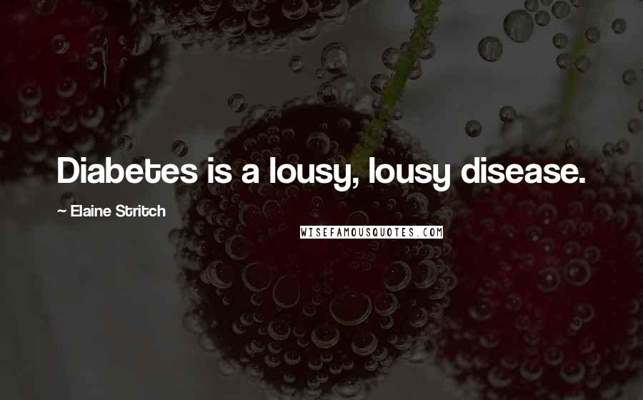 Elaine Stritch Quotes: Diabetes is a lousy, lousy disease.