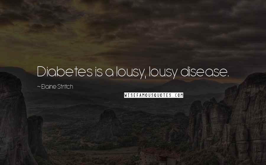 Elaine Stritch Quotes: Diabetes is a lousy, lousy disease.