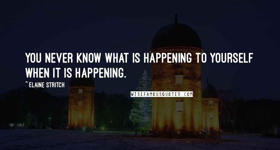 Elaine Stritch Quotes: You never know what is happening to yourself when it is happening.