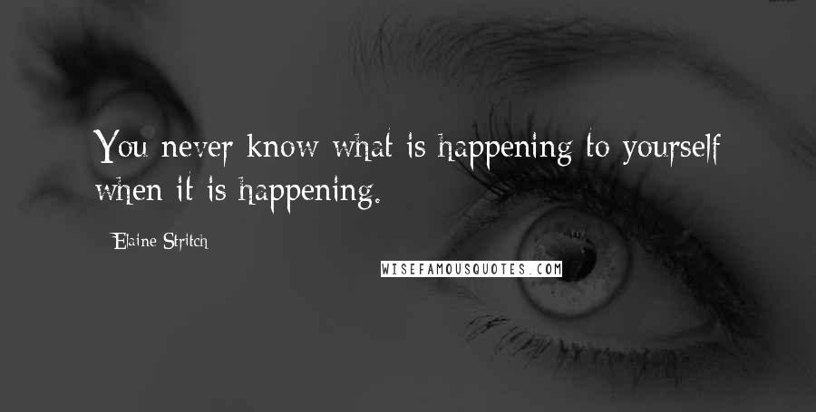 Elaine Stritch Quotes: You never know what is happening to yourself when it is happening.