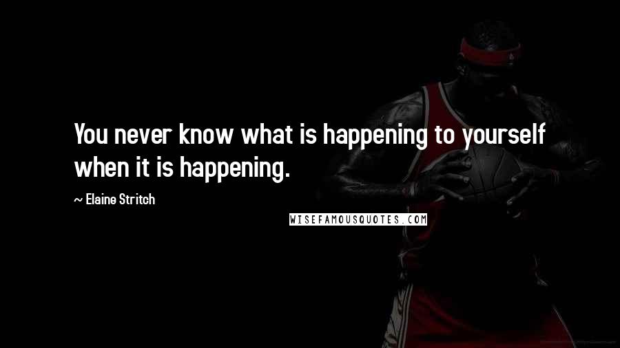 Elaine Stritch Quotes: You never know what is happening to yourself when it is happening.