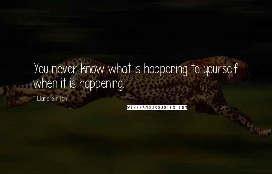 Elaine Stritch Quotes: You never know what is happening to yourself when it is happening.