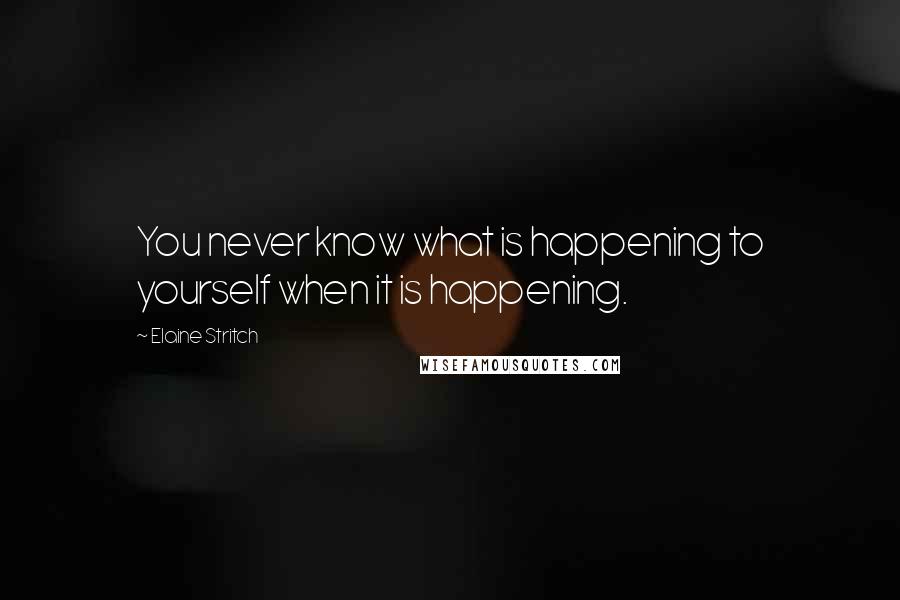 Elaine Stritch Quotes: You never know what is happening to yourself when it is happening.