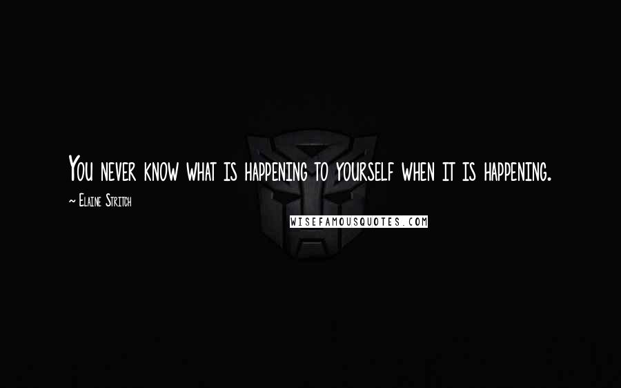 Elaine Stritch Quotes: You never know what is happening to yourself when it is happening.