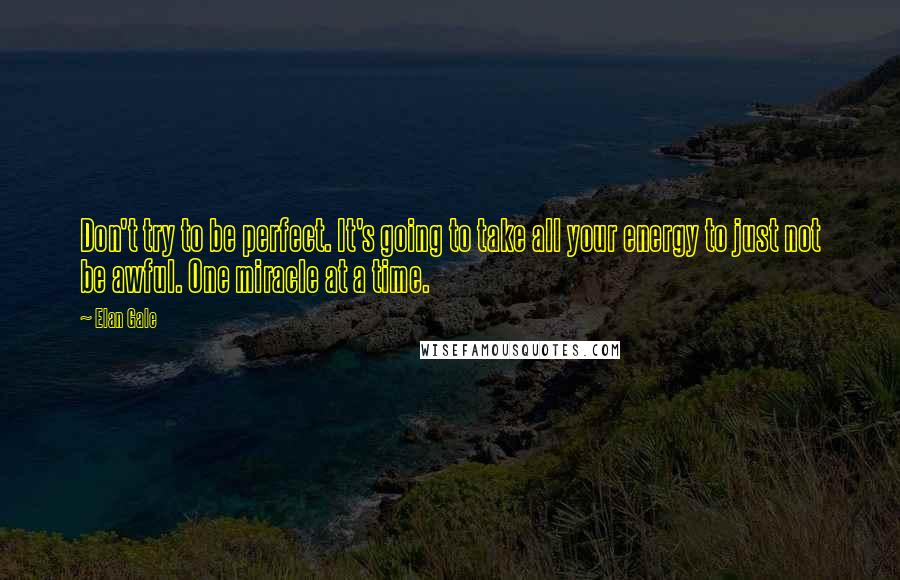 Elan Gale Quotes: Don't try to be perfect. It's going to take all your energy to just not be awful. One miracle at a time.