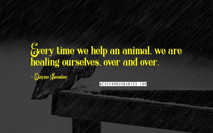 Elayne Boosler Quotes: Every time we help an animal, we are healing ourselves, over and over.