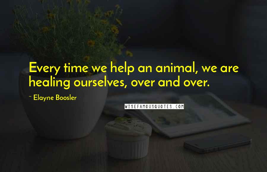 Elayne Boosler Quotes: Every time we help an animal, we are healing ourselves, over and over.