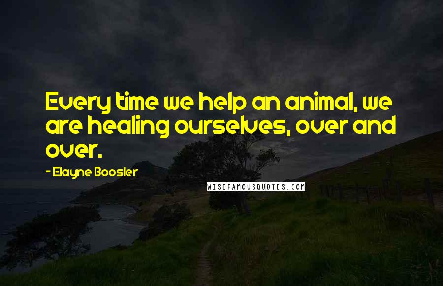 Elayne Boosler Quotes: Every time we help an animal, we are healing ourselves, over and over.