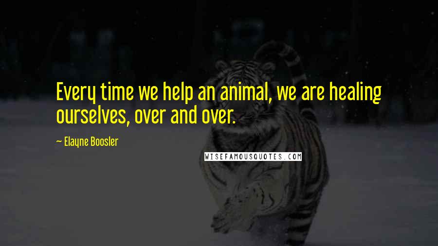 Elayne Boosler Quotes: Every time we help an animal, we are healing ourselves, over and over.